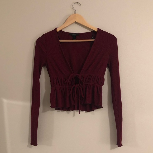 Forever 21 Tops - Maroon Tie Front Shirt